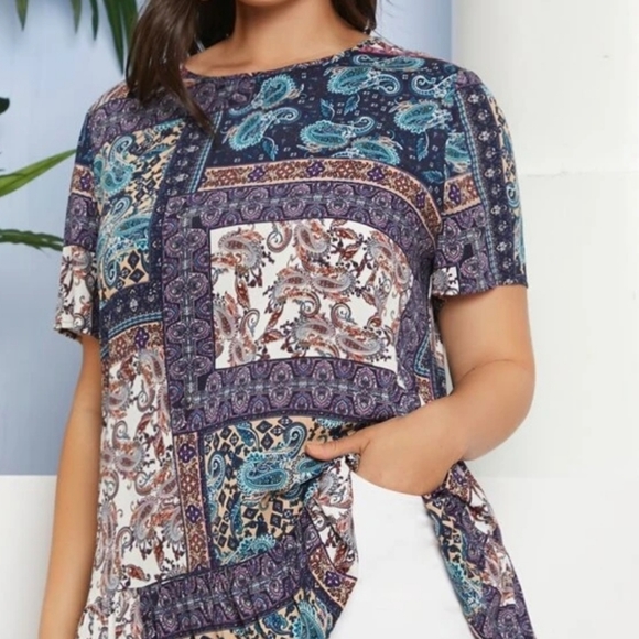 SHEIN Women's Paisley Print Tunic Top - Picture 2 of 13